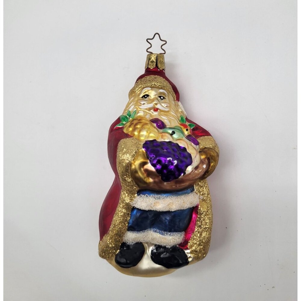 Vintage 1998 Inge Glas Bountiful Santa Blown Glass Ornament Holiday Christmas